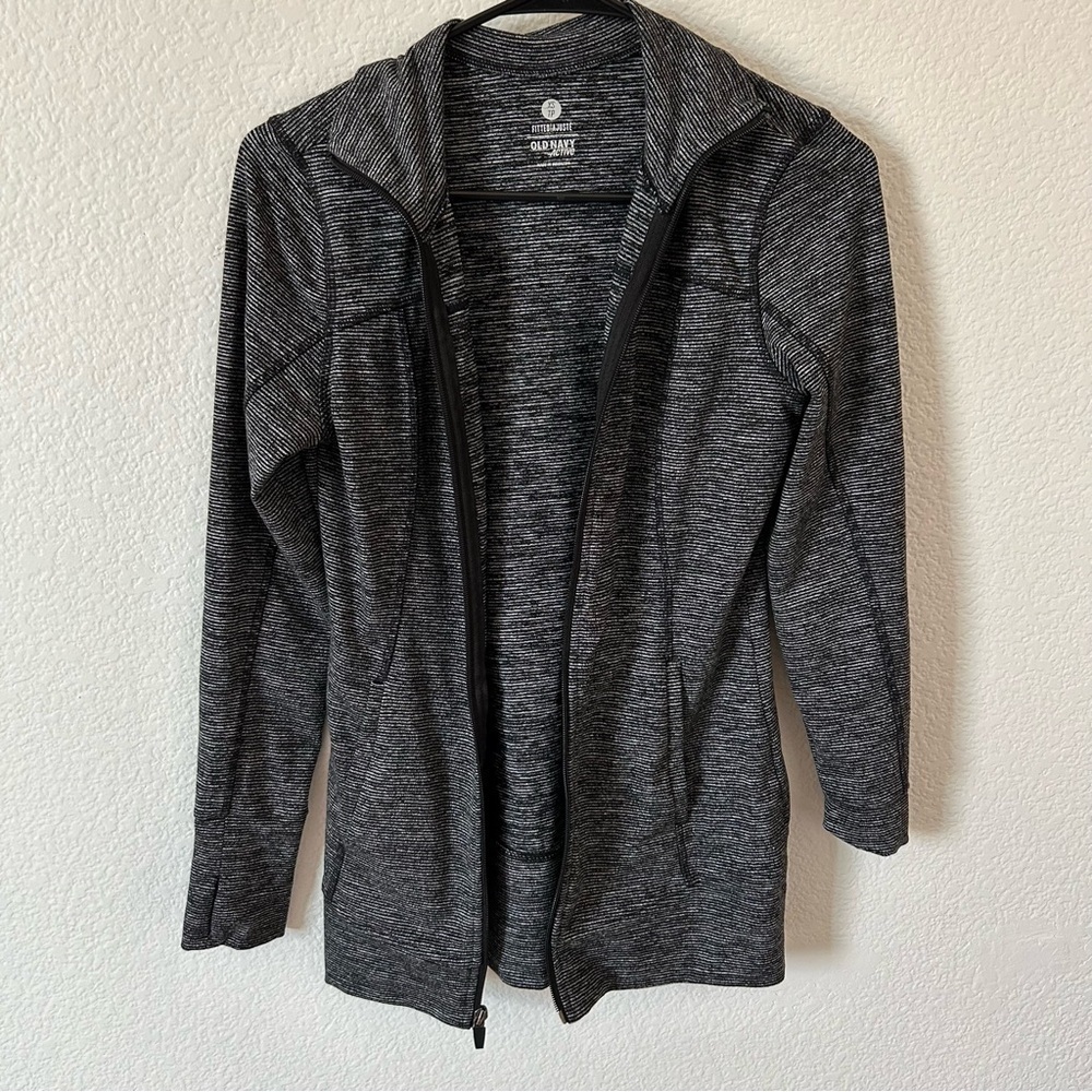 Old Navy Normcore, Active, Gym, Black and White Striped Zip Jacket